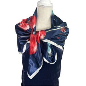 MOSI Scarf Large Square Women's Size‎ 35x35 floral cherry silk (267)